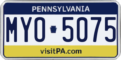 PA license plate MYO5075