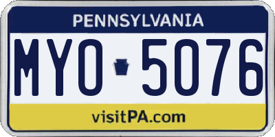PA license plate MYO5076