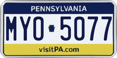 PA license plate MYO5077
