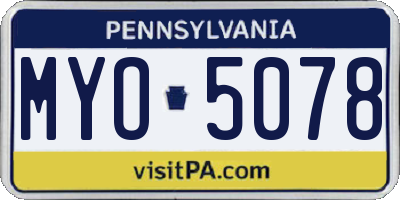 PA license plate MYO5078