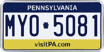 PA license plate MYO5081