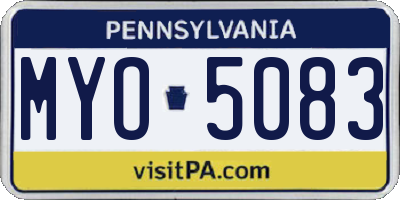 PA license plate MYO5083