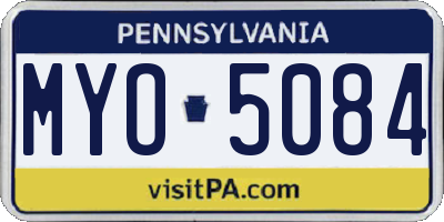 PA license plate MYO5084