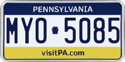 PA license plate MYO5085