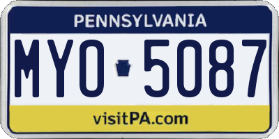 PA license plate MYO5087