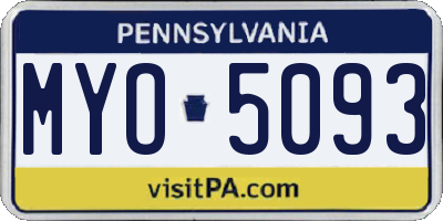 PA license plate MYO5093