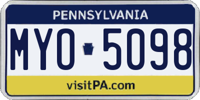 PA license plate MYO5098