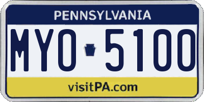 PA license plate MYO5100