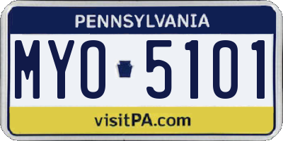 PA license plate MYO5101