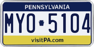 PA license plate MYO5104