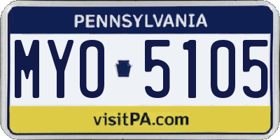 PA license plate MYO5105