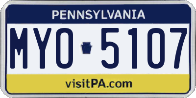 PA license plate MYO5107