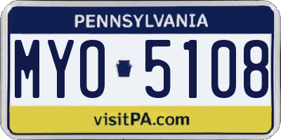PA license plate MYO5108