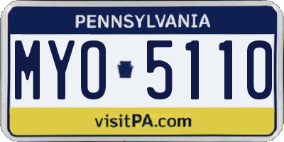 PA license plate MYO5110