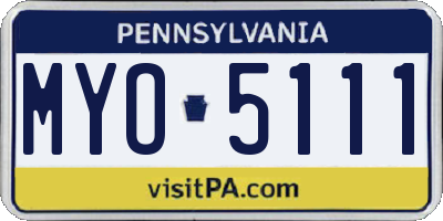 PA license plate MYO5111