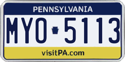 PA license plate MYO5113
