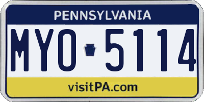 PA license plate MYO5114