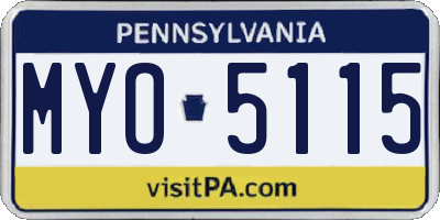 PA license plate MYO5115