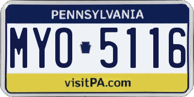 PA license plate MYO5116