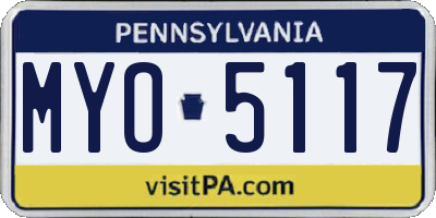 PA license plate MYO5117