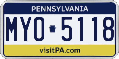PA license plate MYO5118