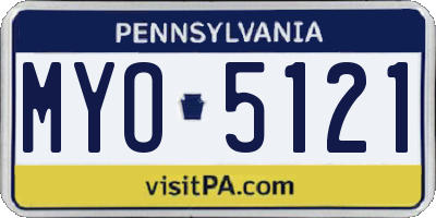 PA license plate MYO5121