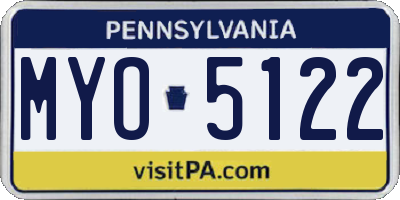 PA license plate MYO5122