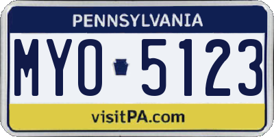 PA license plate MYO5123