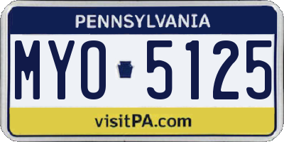 PA license plate MYO5125