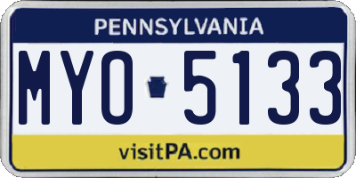 PA license plate MYO5133