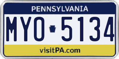 PA license plate MYO5134