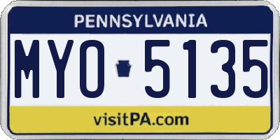 PA license plate MYO5135