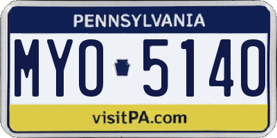 PA license plate MYO5140