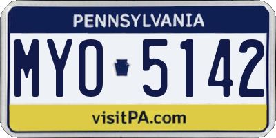 PA license plate MYO5142