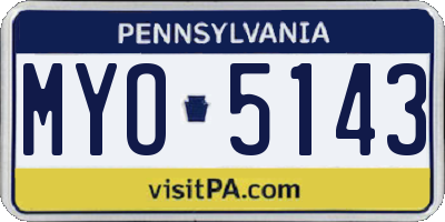 PA license plate MYO5143