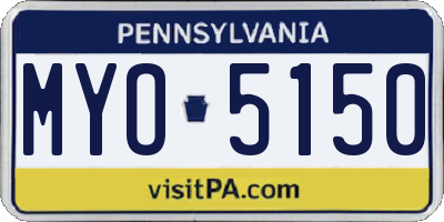 PA license plate MYO5150