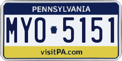 PA license plate MYO5151