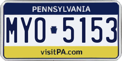 PA license plate MYO5153