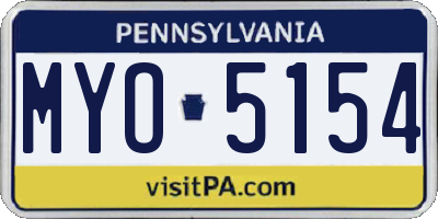 PA license plate MYO5154