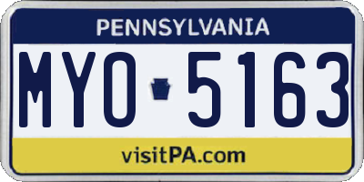 PA license plate MYO5163