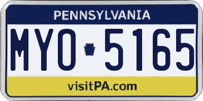 PA license plate MYO5165