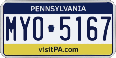 PA license plate MYO5167