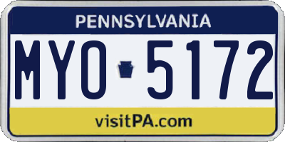 PA license plate MYO5172