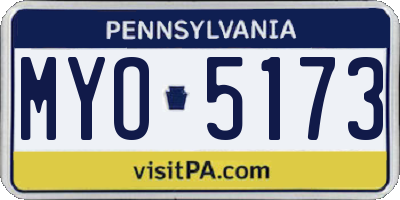 PA license plate MYO5173
