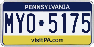 PA license plate MYO5175