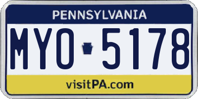 PA license plate MYO5178