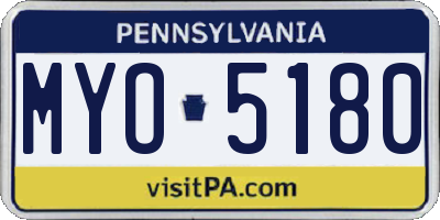 PA license plate MYO5180