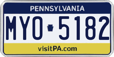 PA license plate MYO5182