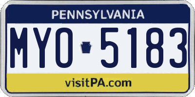 PA license plate MYO5183