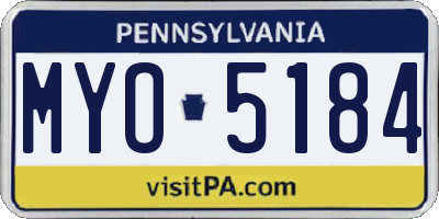 PA license plate MYO5184